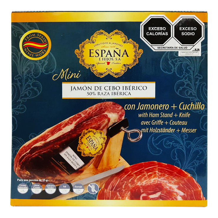  España e Hijos Mini Jamón de Cebo Ibérico con Tabla y Cuchillo 1 kg — Imagen 1 de 2