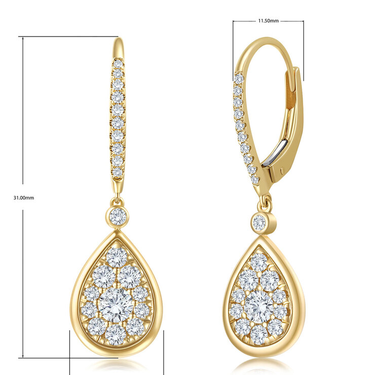 Aretes de Diamantes 0.70ctw, Oro de 14K — Imagen 2 de 4