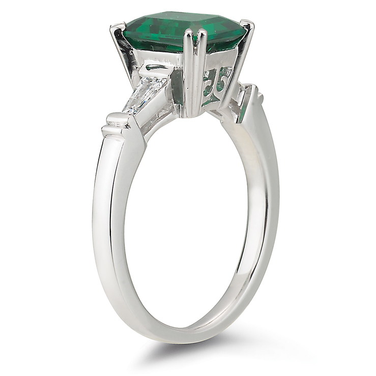 Anillo, Esmeralda y Diamantes 0.38 ctw, Oro Blanco 14kt — Imagen 2 de 2