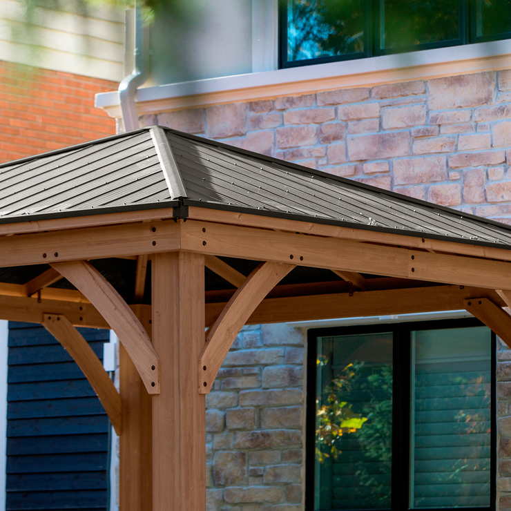 Yardistry Pérgola de Madera con Techo de Aluminio, Medidas 3.7m x 3.7m — Imagen 4 de 4