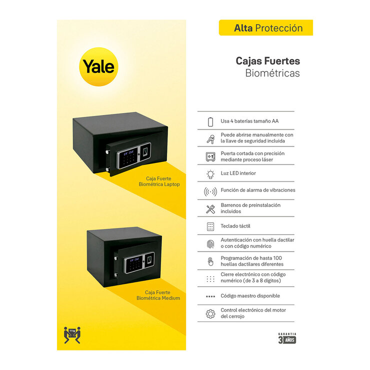 Yale, Caja Fuerte Biométrica Medium — Imagen 3 de 4