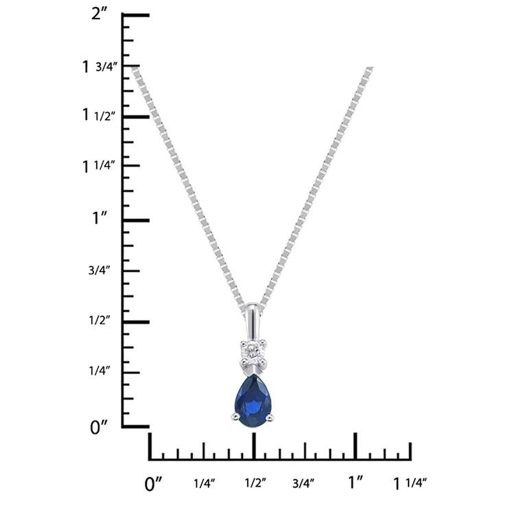 Dije de Zafiro Azul y Diamante, 0.10ctw, Oro Blanco, 14K — Imagen 3 de 4