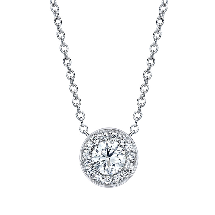 0.30ctw, Collar de Diamantes, Corte Redondo, Oro Blanco de 18kt — Imagen 1 de 4