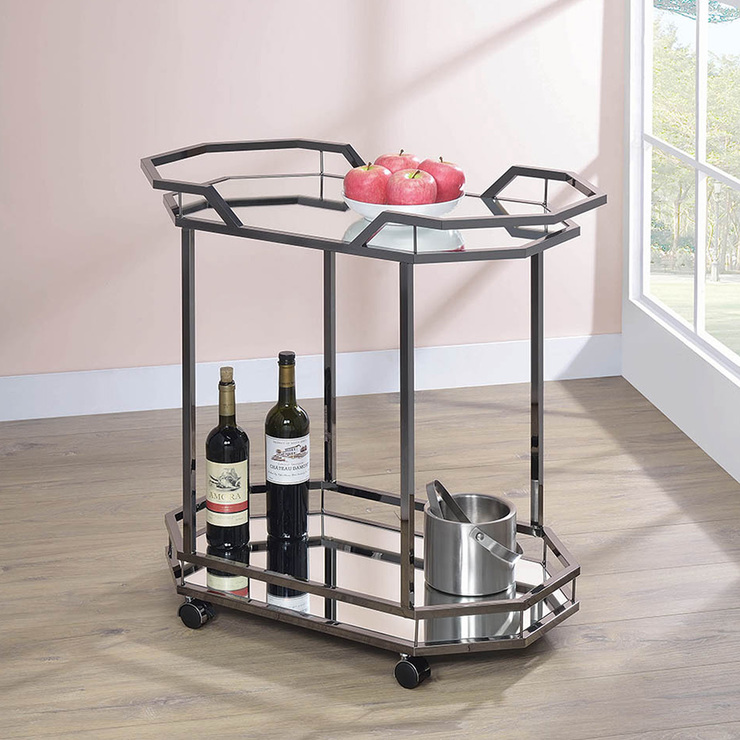 Coaster, Carrito de Servicio Gris, Estilo Vintage con Espejo — Imagen 1 de 4