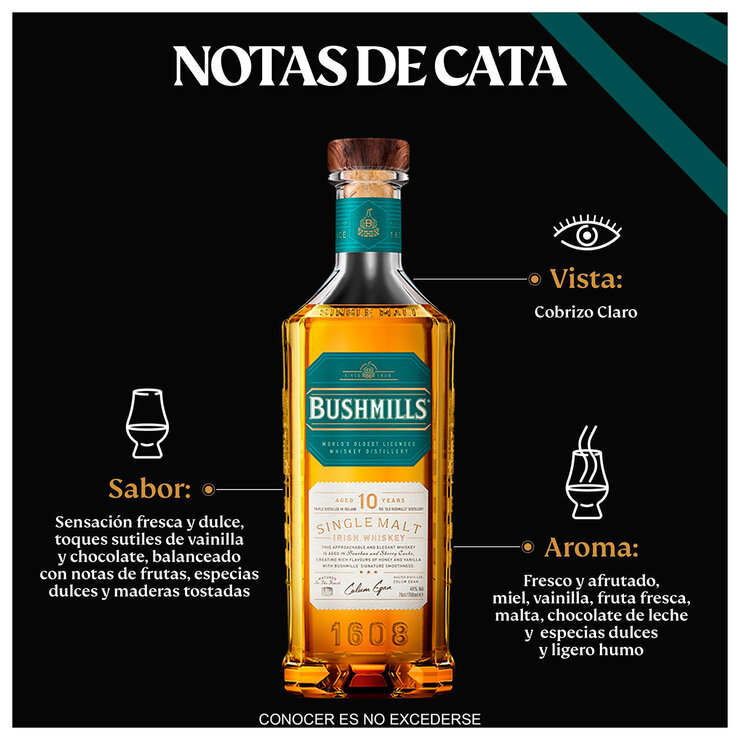 Whiskey Bushmills 10 años 750ml — Imagen 3 de 4