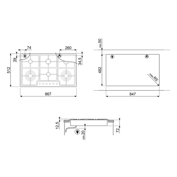Parrilla de gas 90cm Smeg — Imagen 2 de 4