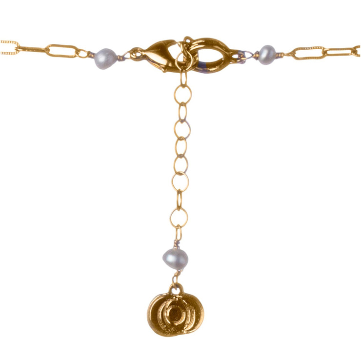 Ablime, Collar de Eslabones en Baño de Oro, con Perlas de Río — Imagen 3 de 4