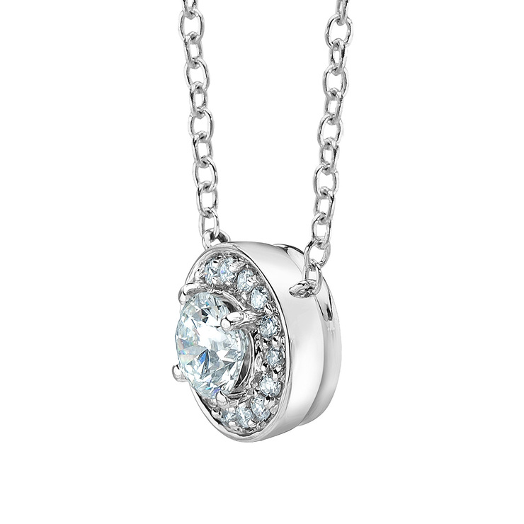 0.30ctw, Collar de Diamantes, Corte Redondo, Oro Blanco de 18kt — Imagen 3 de 4