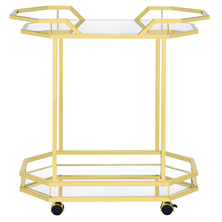 Coaster, Carrito de Servicio Dorado, Elegante Estilo Vintage con Espejo — Imagen 2 de 4