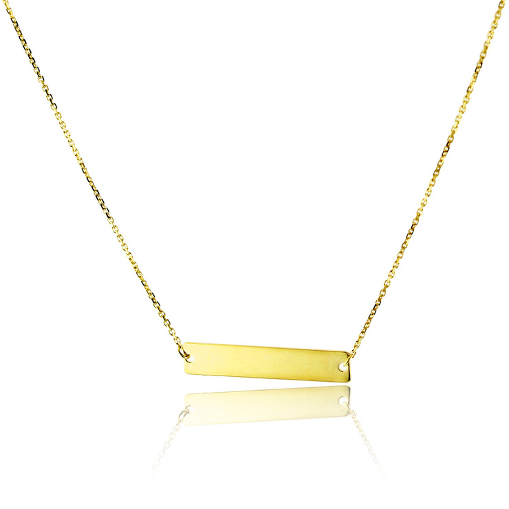 Collar, Oro Amarillo de 14kt, Barra para Grabar