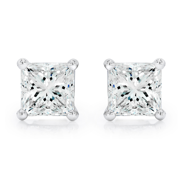 2.00ctw, Aretes de diamantes, corte princesa, platino — Imagen 2 de 2
