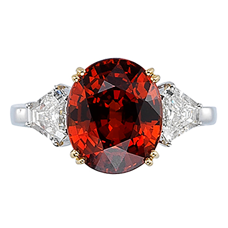 Anillo, Granate y Diamantes 0.57ctw, Oro Blanco de 18kt — Imagen 3 de 3