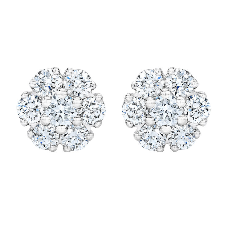 Aretes, 0.50cttw Diamantes, Oro Blanco de 14K — Imagen 4 de 4