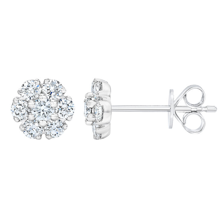 Aretes, 0.50cttw Diamantes, Oro Blanco de 14K — Imagen 1 de 4