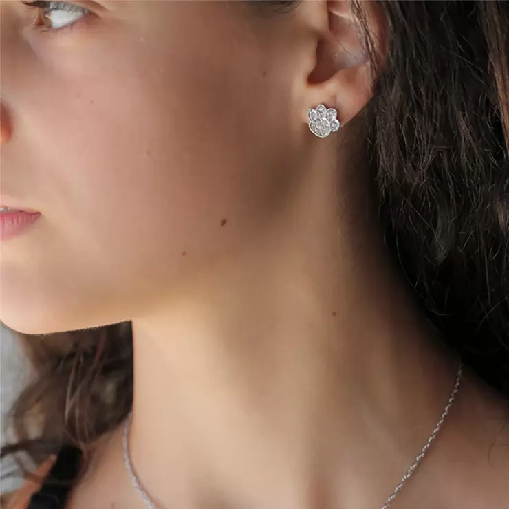 Mayfer, Juego de Aretes y Collar con Dije, en Forma de Huellas, con Cristal Austríaco — Imagen 2 de 4