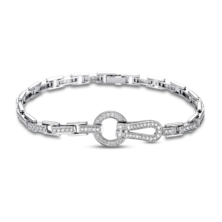1.33ctw, Pulsera de Diamantes, 18.415cm, Corte Redondo Brillante, Oro Blanco 18K — Imagen 1 de 3