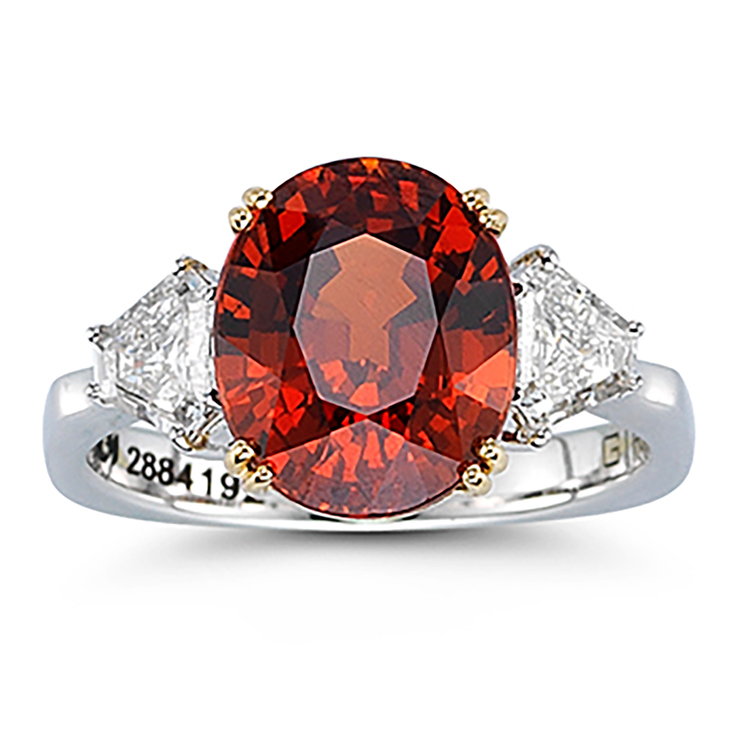 Anillo, Granate y Diamantes 0.57ctw, Oro Blanco de 18kt — Imagen 1 de 3