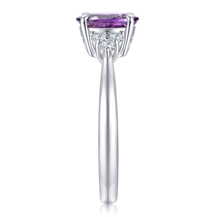 Anillo de Amatista con Diamantes 0.22ctw, Oro Blanco de 14K — Imagen 2 de 4