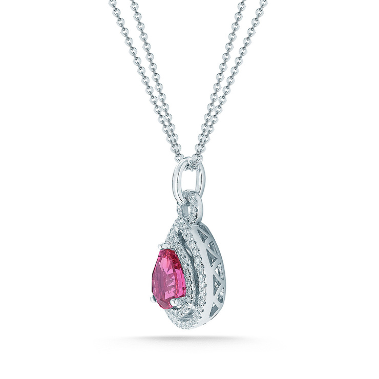 0.35ctw, Collar de Zafiro Rosa y Diamantes, Oro Blanco de 18kt — Imagen 2 de 4