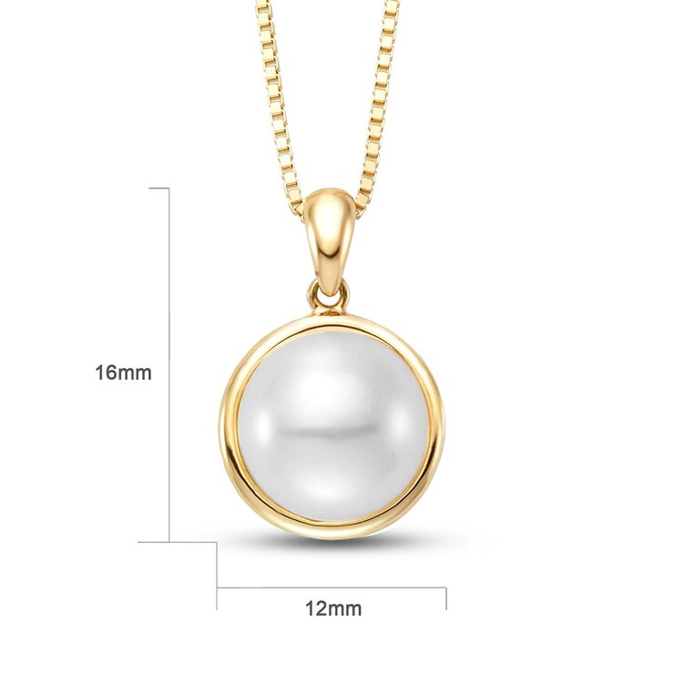 Collar de Perla, 9-10mm, Oro Amarillo de 14kt  — Imagen 2 de 4