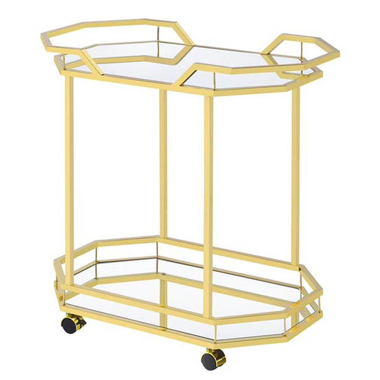 Coaster, Carrito de Servicio Dorado, Elegante Estilo Vintage con Espejo — Imagen 4 de 4
