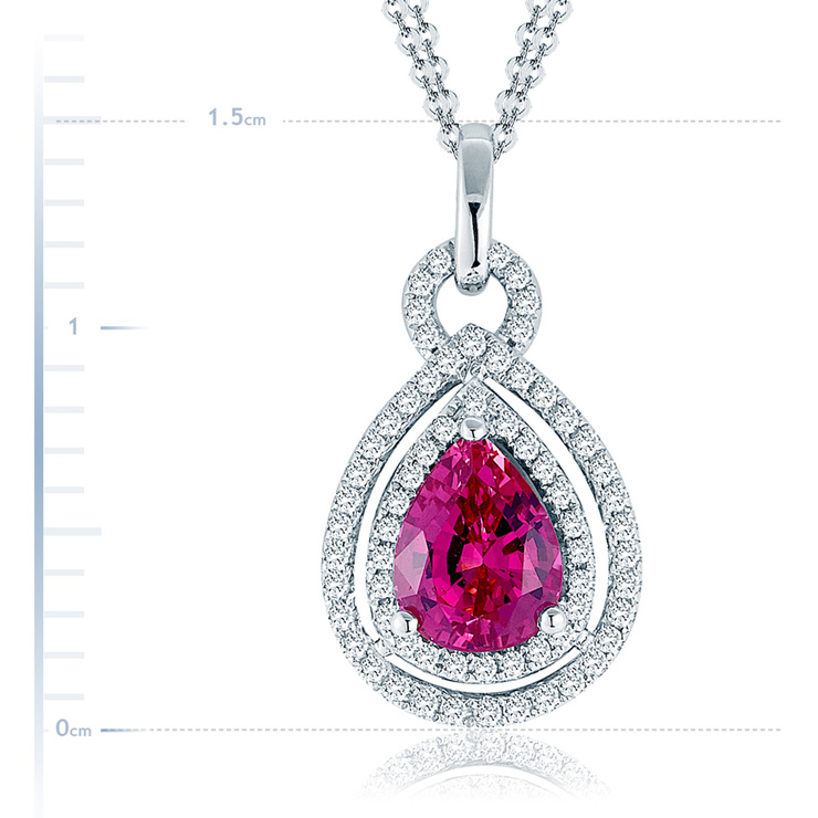 0.35ctw, Collar de Zafiro Rosa y Diamantes, Oro Blanco de 18kt — Imagen 3 de 4