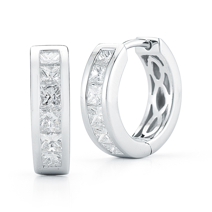 1.15ctw, Arracadas de Diamantes, Corte Princesa, Oro Blanco de 14kt — Imagen 1 de 2