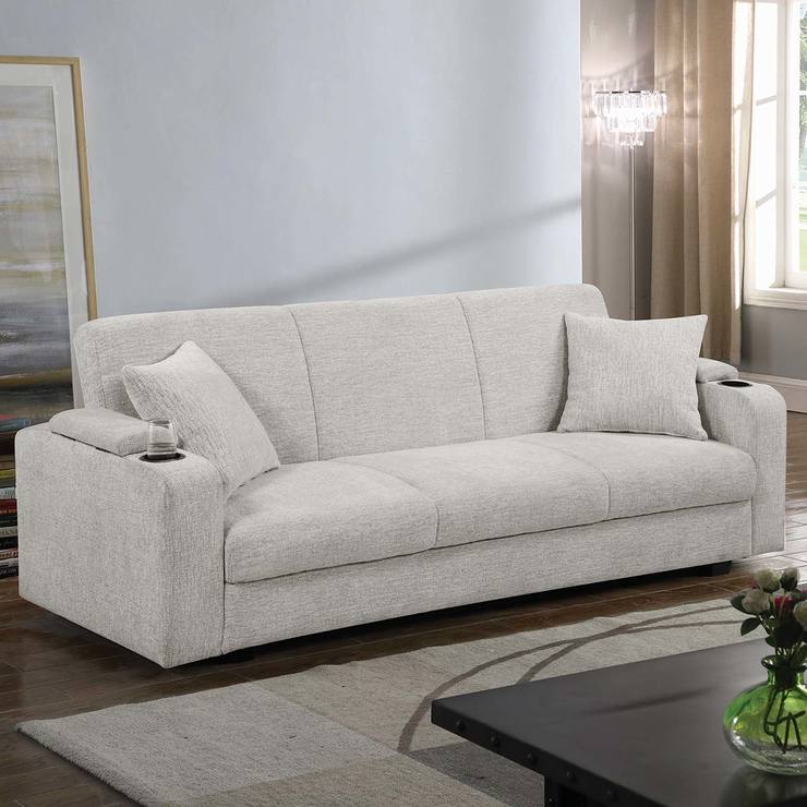 Coaster, Sofá Cama Elegante Color Beige, 3 Plazas con Portavasos — Imagen 1 de 4