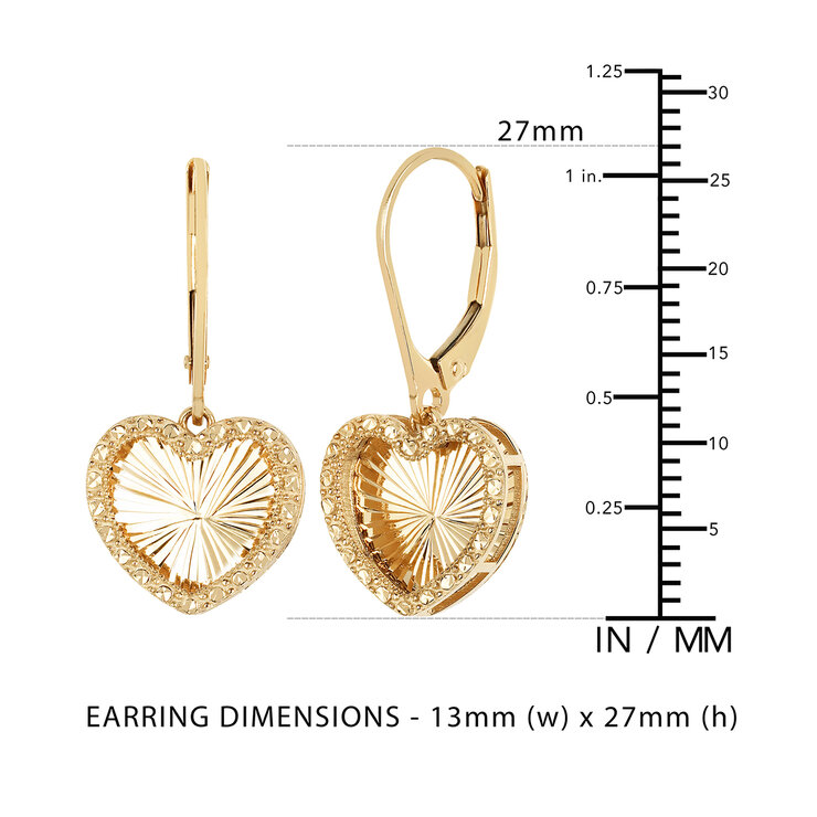 Aretes de Corazón, Oro Amarillo de 14K — Imagen 3 de 4