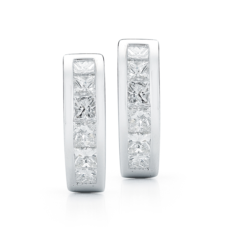 1.15ctw, Arracadas de Diamantes, Corte Princesa, Oro Blanco de 14kt — Imagen 2 de 2
