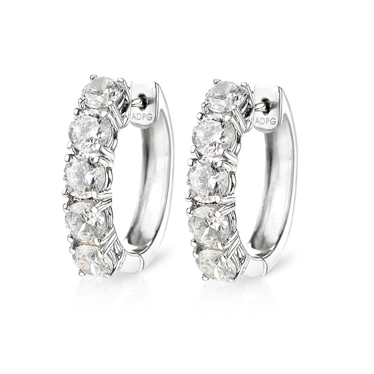 3.00ctw, Arracadas de Diamantes, Corte Redondo Brillante, Oro Blanco de 14kt — Imagen 2 de 2