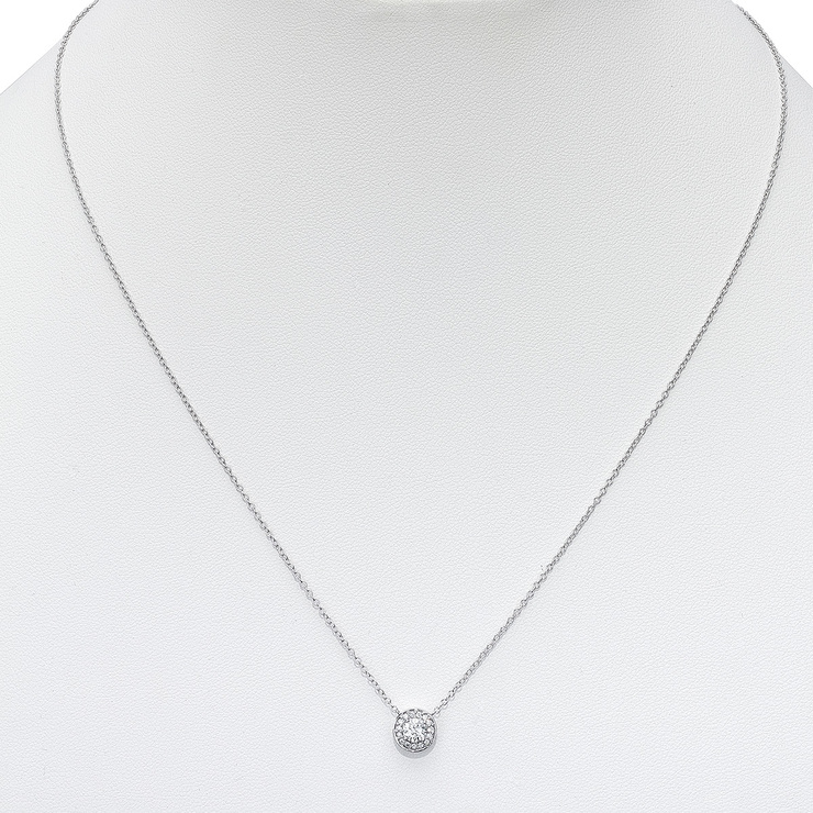 0.30ctw, Collar de Diamantes, Corte Redondo, Oro Blanco de 18kt — Imagen 4 de 4