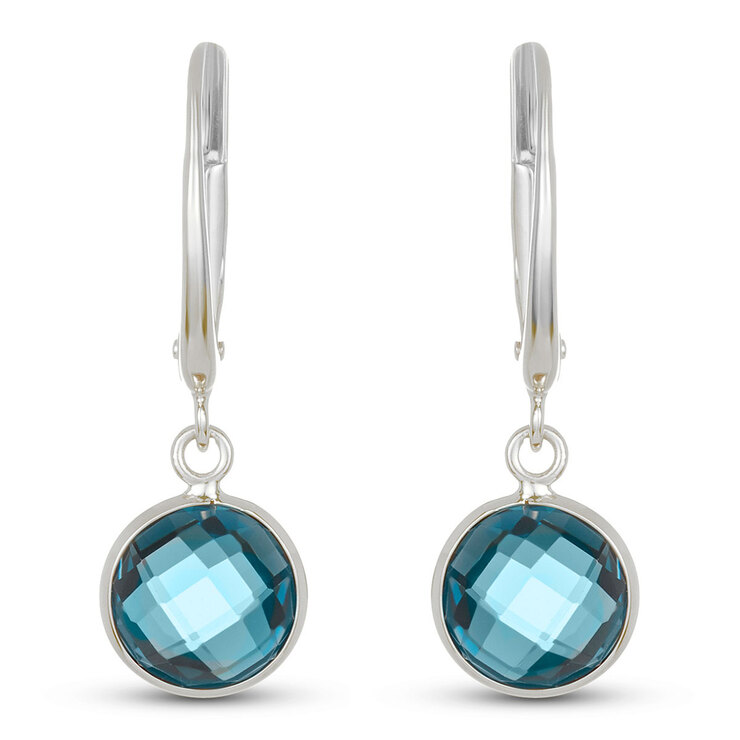 Aretes de Topacio Azul Londres, Oro Blanco de 14kt — Imagen 3 de 4