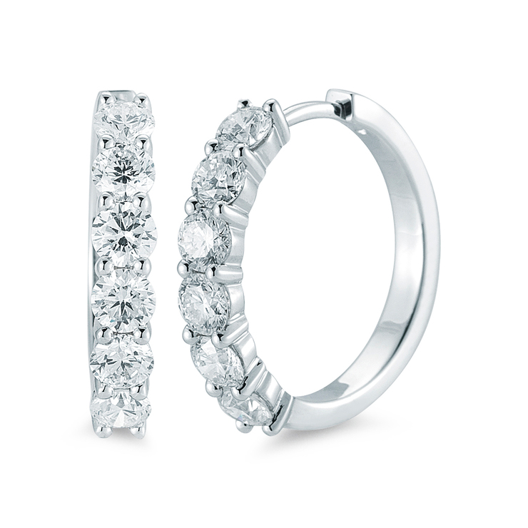 1.95ctw, Arracadas de Diamantes, Corte Redondo Brillante, Oro Blanco de 14kt — Imagen 1 de 2