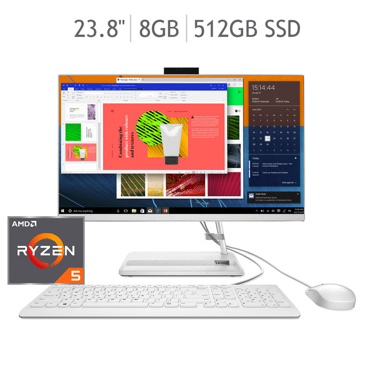 Lenovo 23.8" AIO AMD Ryzen 5 5500U 8GB 512GB SSD — Imagen 1 de 4