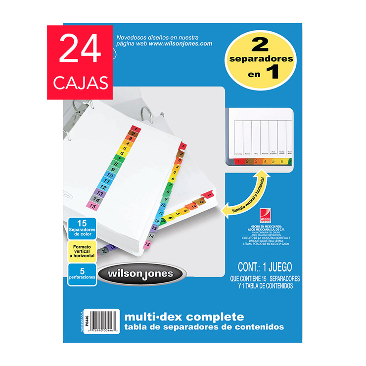 Wilson Jones Separadores con 15 Divisiones Formato Vertical u Horizontal 24 Cajas — Imagen 1 de 2