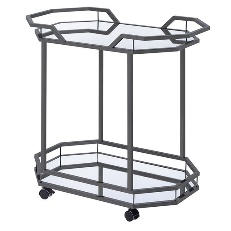 Coaster, Carrito de Servicio Gris, Estilo Vintage con Espejo — Imagen 4 de 4