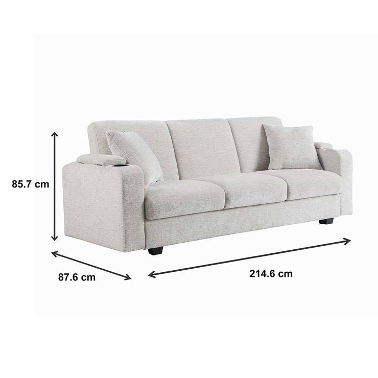Coaster, Sofá Cama Elegante Color Beige, 3 Plazas con Portavasos — Imagen 3 de 4