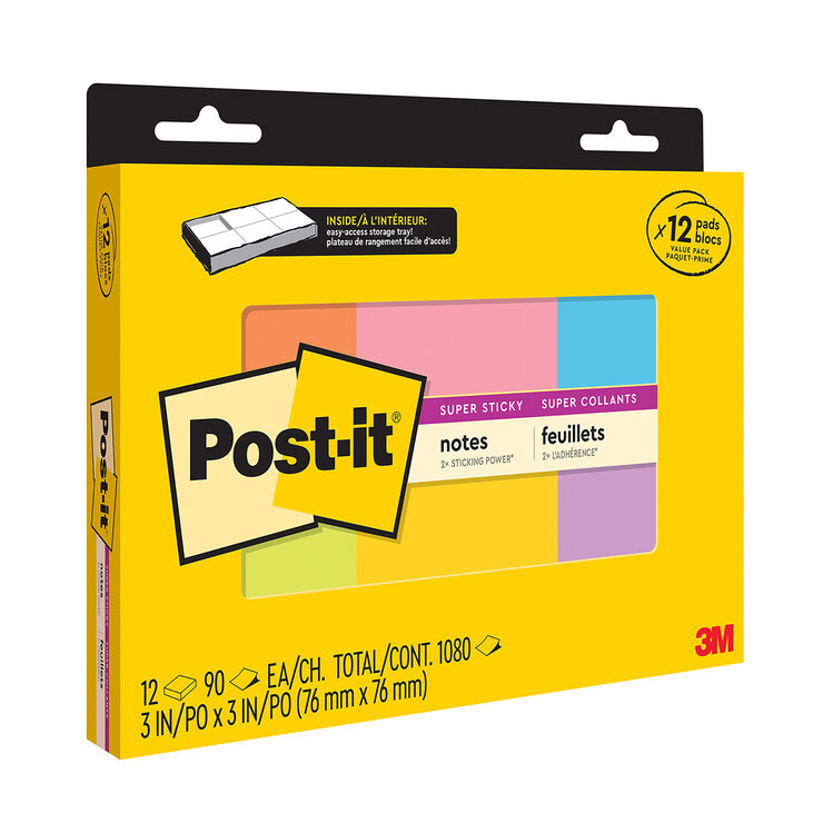 Post-It Super Sticky 12 Blocks de Varios Colores — Imagen 1 de 3