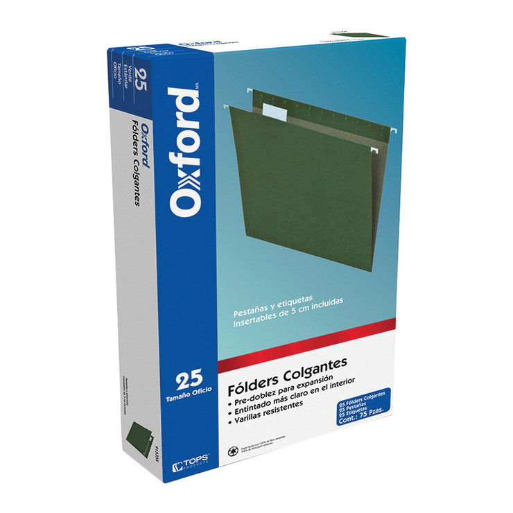 Oxford, Folder Tamaño Oficio Reciclado Color Verde, 100 Piezas — Imagen 2 de 3