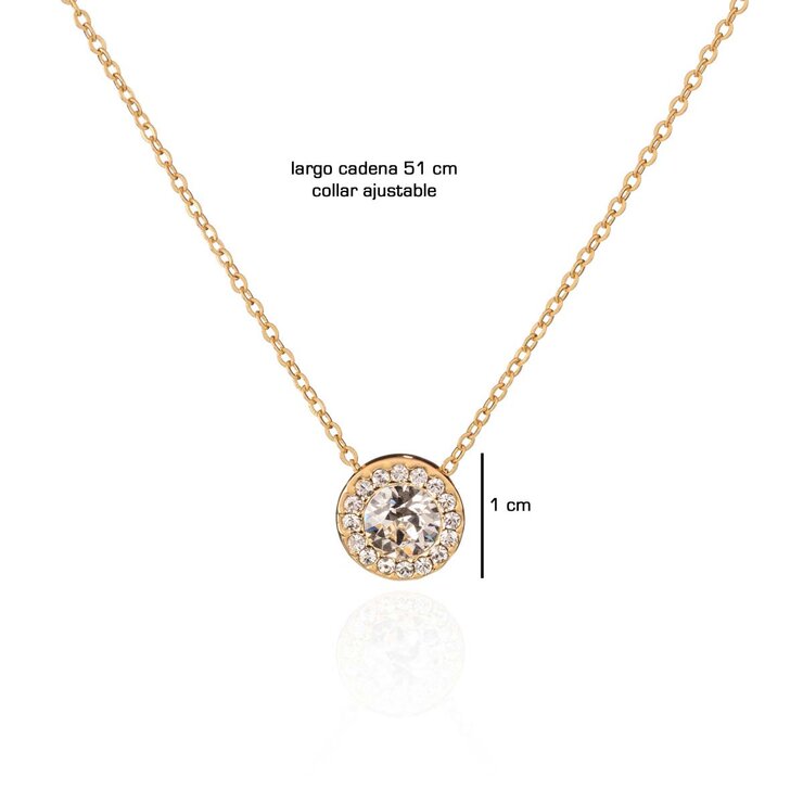 Mayfer, Juego Dorado de Arete y Collar con Dije, con Cristal Austríaco — Imagen 3 de 4