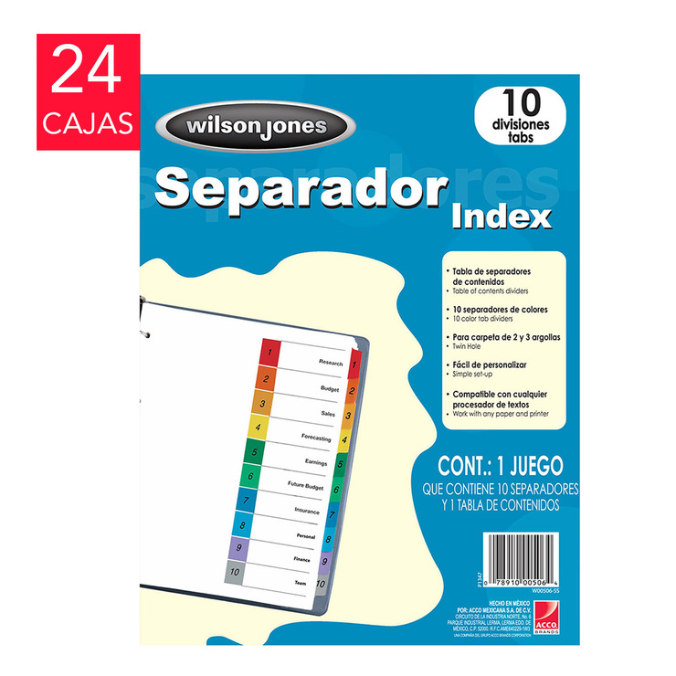 Wilson Jones Separadores con 10 Divisiones Formato Vertical con 24 Cajas — Imagen 1 de 2