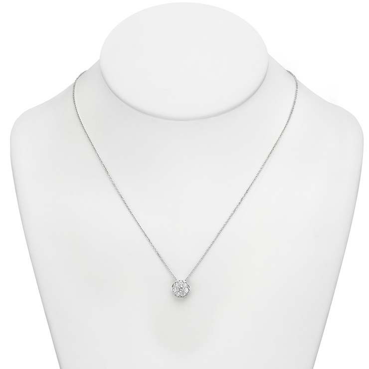 0.45ctw, Collar de Diamantes, Corte Redondo, Oro Blanco de 14kt — Imagen 3 de 4