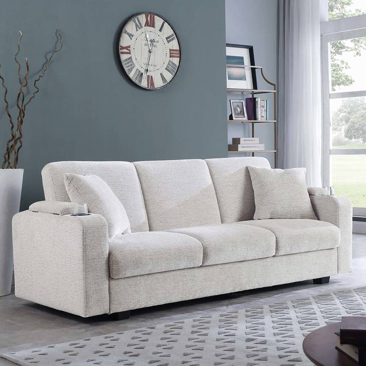 Coaster, Sofá Cama Elegante Color Beige, 3 Plazas con Portavasos — Imagen 4 de 4