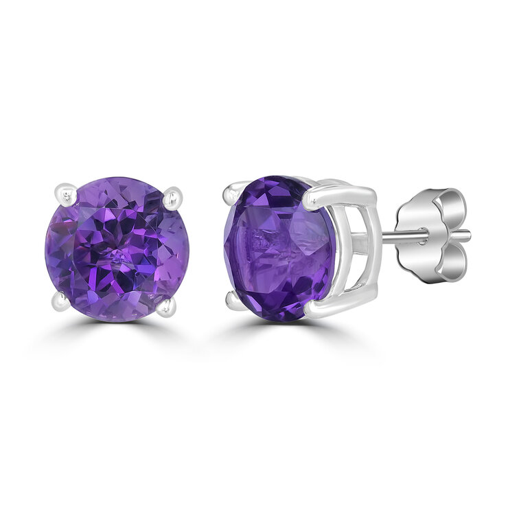 Aretes de Amatista, Oro Blanco de 14kt — Imagen 1 de 4