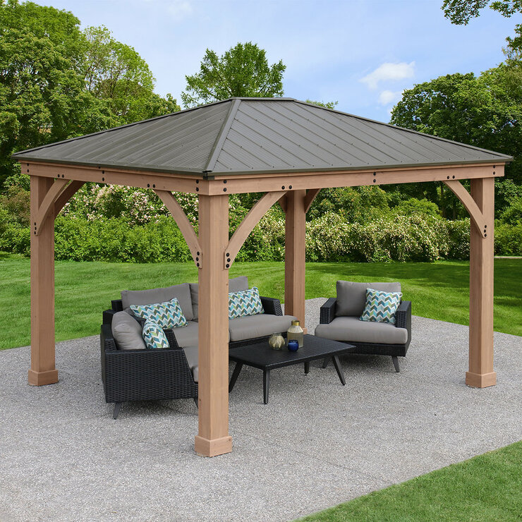 Yardistry, Pérgola de Madera de 3.6 m x 3.06 m con Techo de Aluminio — Imagen 4 de 4