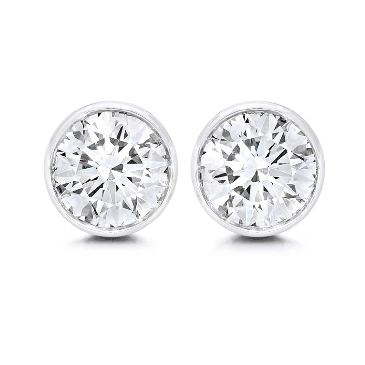 RD DIA 2.00CTW PLATINUM STUD EARRINGS (E COM) — Imagen 2 de 2