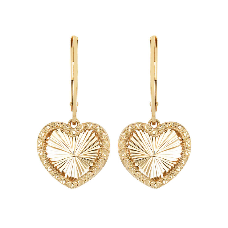 Aretes de Corazón, Oro Amarillo de 14K — Imagen 4 de 4