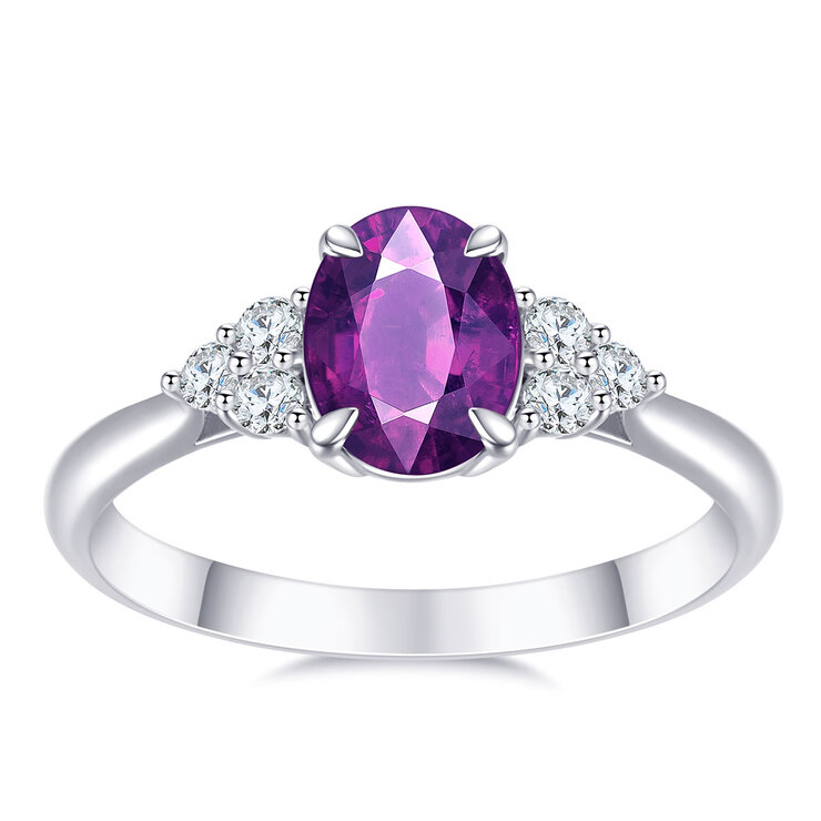 Anillo de Amatista con Diamantes 0.22ctw, Oro Blanco de 14K — Imagen 1 de 4