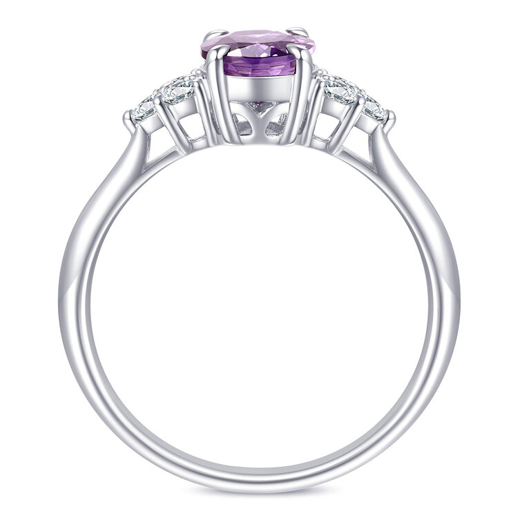 Anillo de Amatista con Diamantes 0.22ctw, Oro Blanco de 14K — Imagen 4 de 4